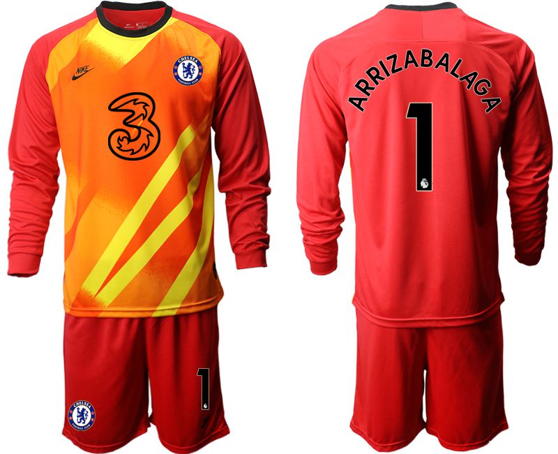 Men 2020-2021 club Chelsea red goalkeeper long sleeve #1 Soccer Jerseys
